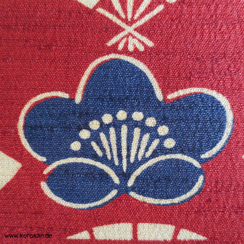 Fächer und Pflaumenblüten Wolle / Seide Kimono Stoffrolle