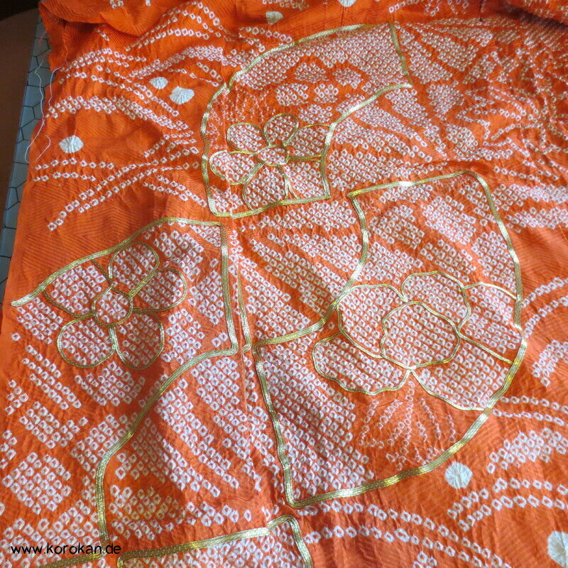 Full Shibori Seiden Karieba für Furisode, Goldstickerei