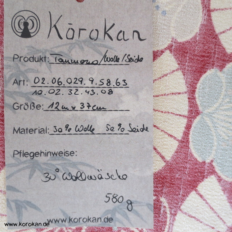 Fächer und Pflaumenblüten Wolle / Seide Kimono Stoffrolle