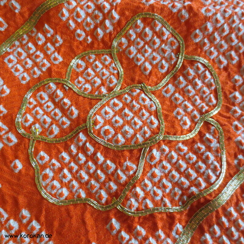 Full Shibori Seiden Karieba für Furisode, Goldstickerei
