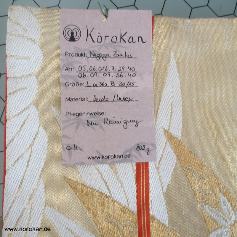 Bambusblätter, stilisiert Nagoya Obi Seidenbrokat Kimonogürtel