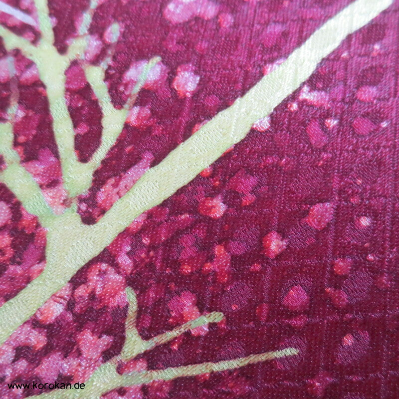 Homongi Kimono Tanmono Stoffrolle abstrakte Bäume auf weinrot