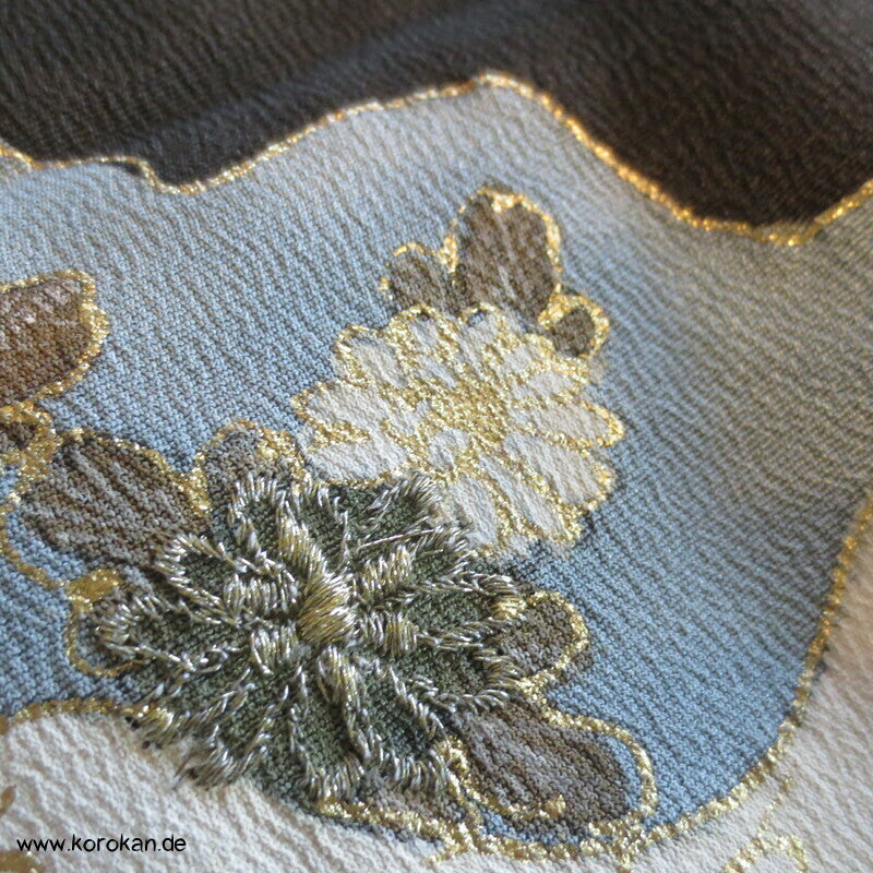 japanischer Tomesode Seidencrepe Kimono mit schmalen Flusslauf