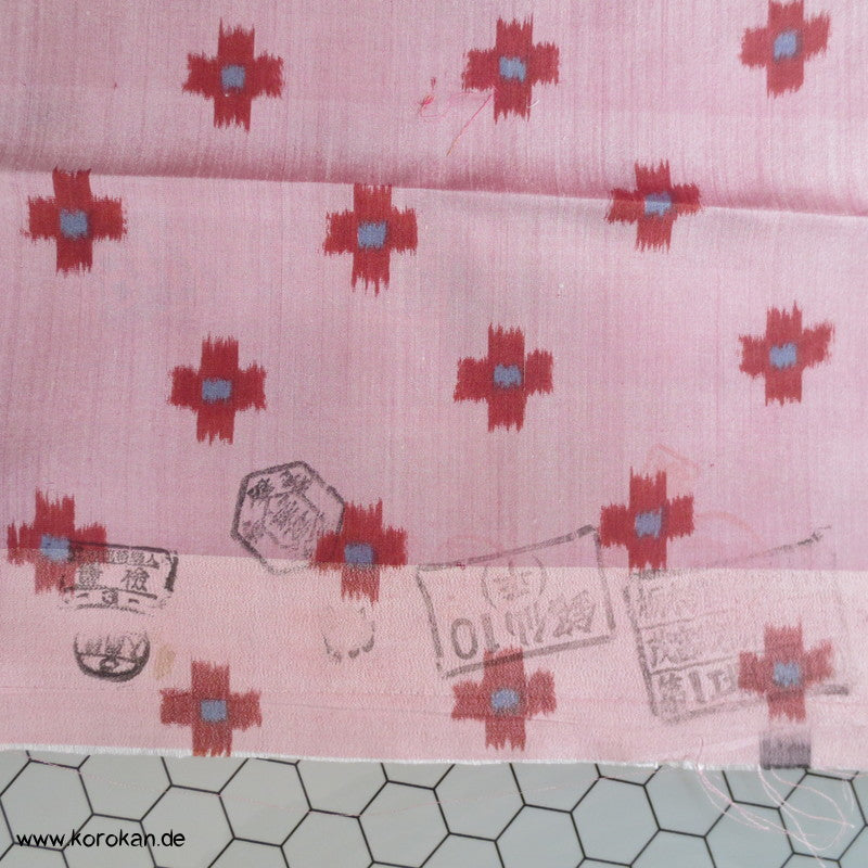 kleine Kreuze Kasuri in rosa Meisen Kimono Seide