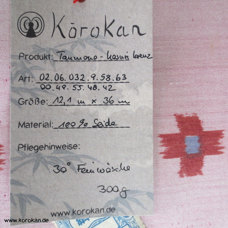 kleine Kreuze Kasuri in rosa Meisen Kimono Seide