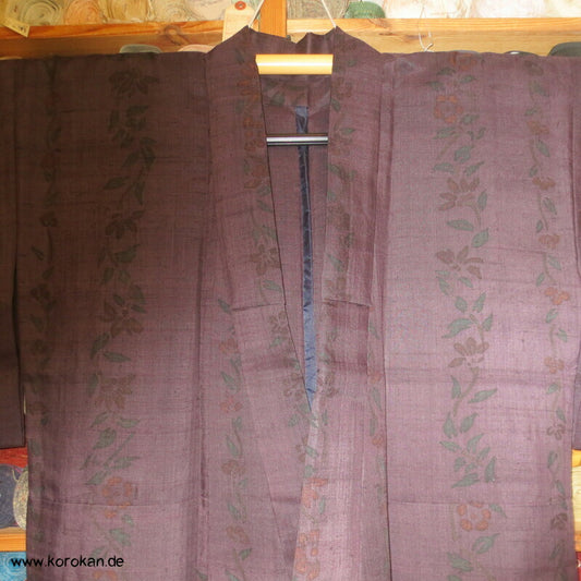 Hitoe Damen Kimono Tsumugi Seide Blüten Muster, ungefüttert