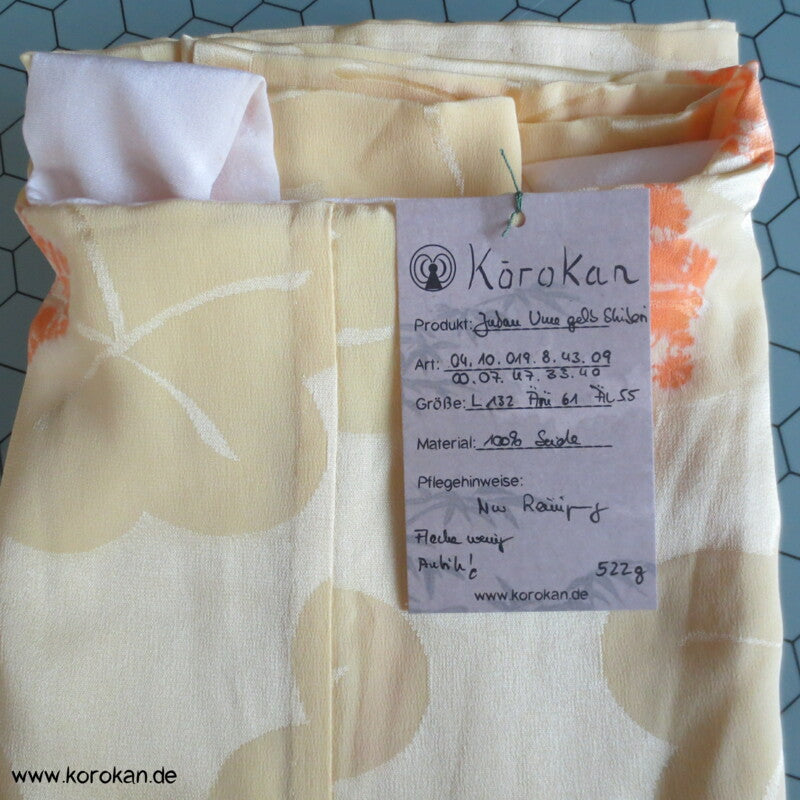Seiden Ume Blüten Damast mit Shibori Juban Kimono
