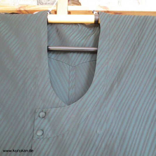 diagonaler Rips Michiyuki Jacke Seide, grün schwarz