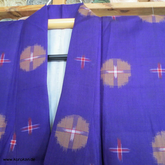 antiker Japan Meisen Seiden Komon Kimono Punkte in Murasaki violett
