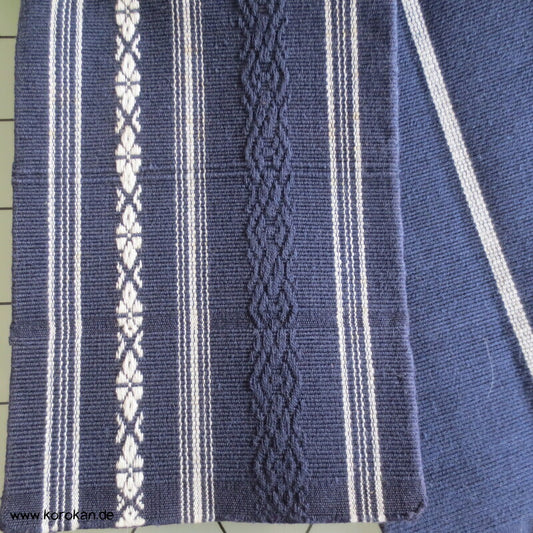 Kaku Kimono Gürtel Hakata, blau - weiße Baumwolle