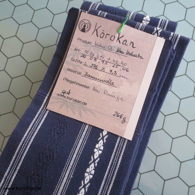 Kaku Kimono Gürtel Hakata, blau - weiße Baumwolle