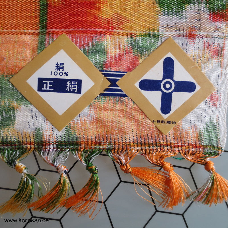 Japan Blumenkaro Kasuri Tsumugi Kimono Seide Stoffrolle