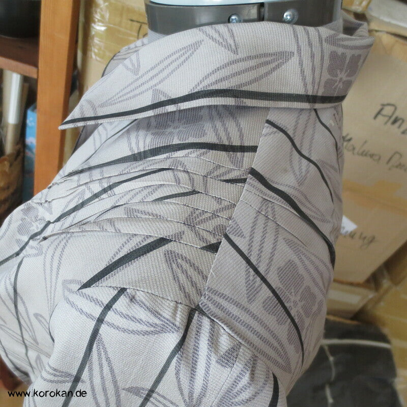 Blätter und Streifen Seiden Organza Crepe Upcycling Bluse