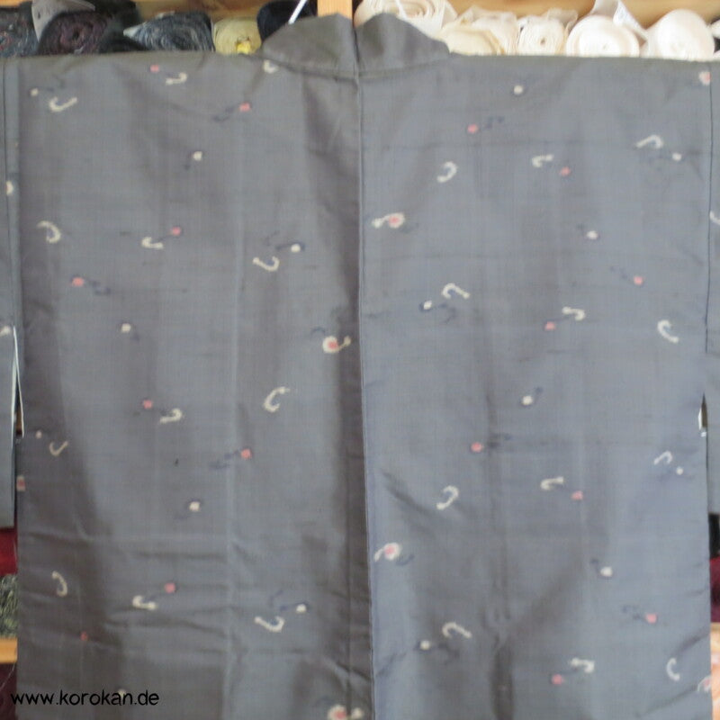 graugrünoliver Seiden Meisen Haori Kimono Jacke