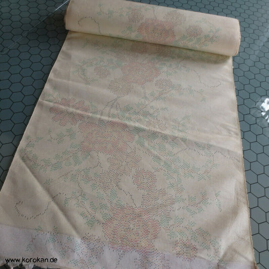 japanische Päonien Kett Kasuri Tsumugi Kimono Seide