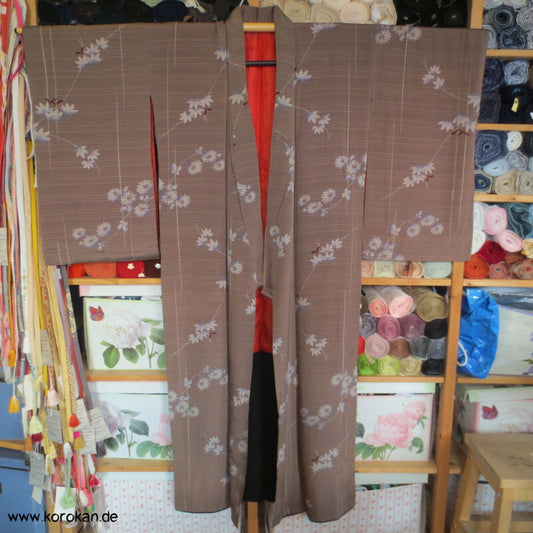 Japan Chrysanthemen antiker Komon Kimono Seersucker Seidencrepe