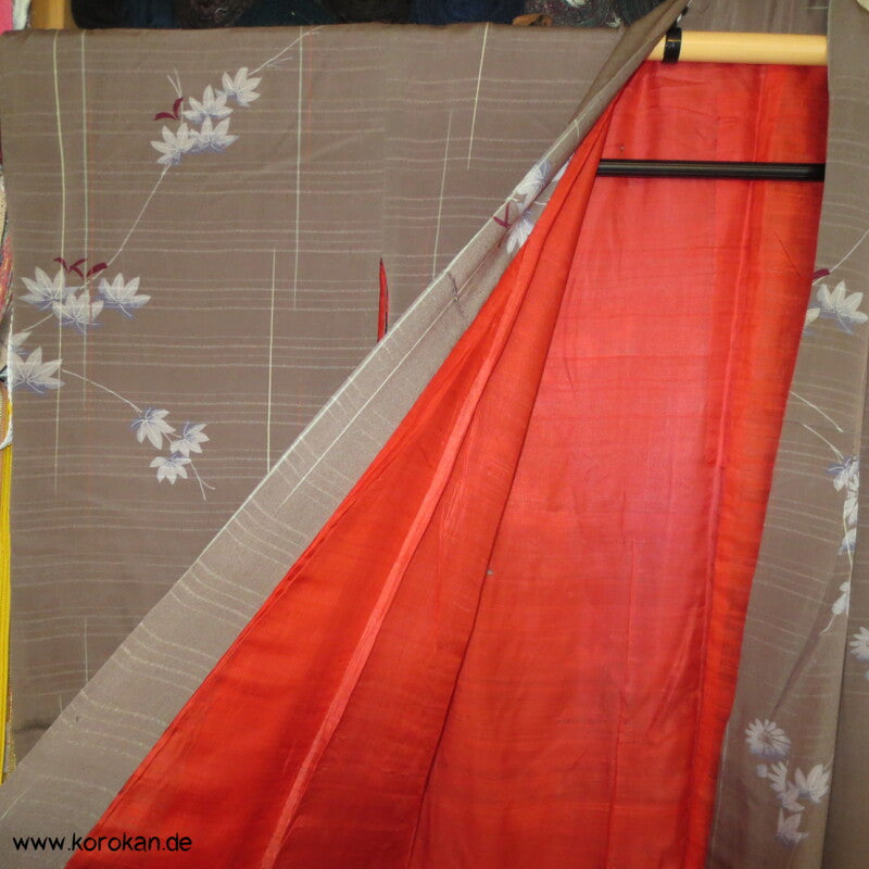 Japan Chrysanthemen antiker Komon Kimono Seersucker Seidencrepe