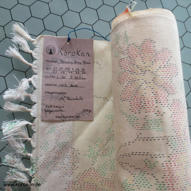 japanische Päonien Kett Kasuri Tsumugi Kimono Seide