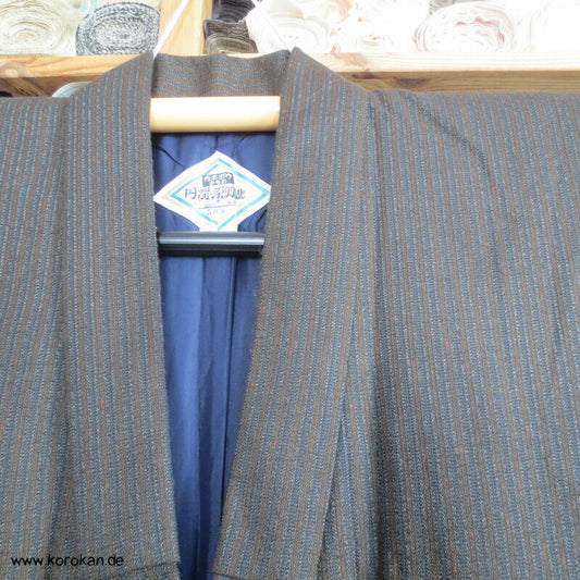 Streifen Wolle Seide Doppelgewebe Hitoe Kimono