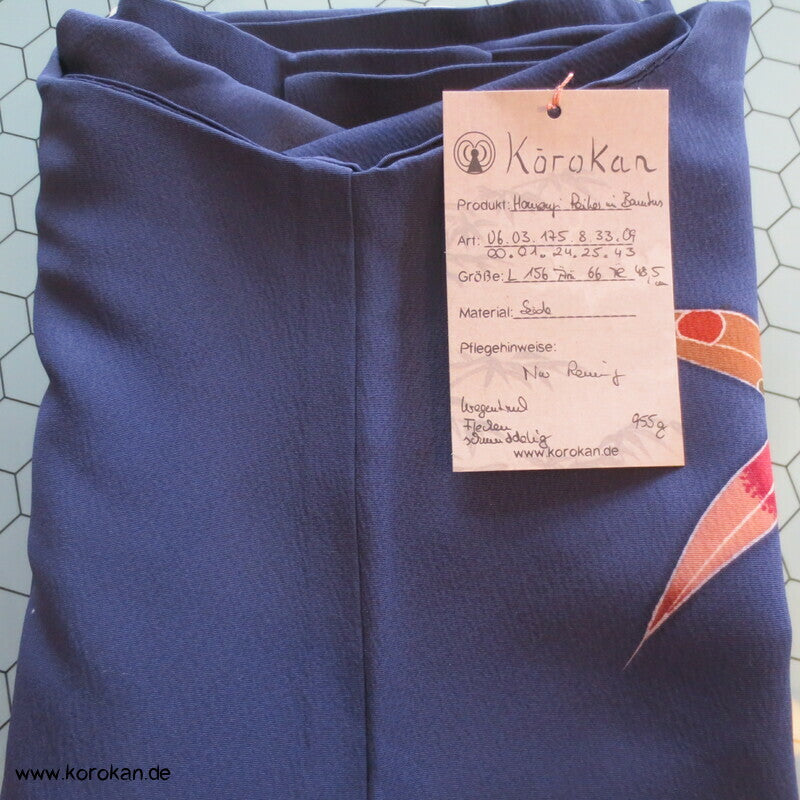 moderner japanischer Kranich und Bambus Seidencrepe Homongi Kimono