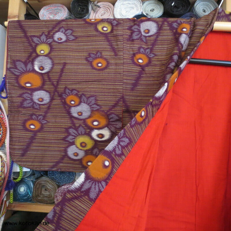 Kugelchrysanthemen Kasuri Moka Kotton Kosode Kimono