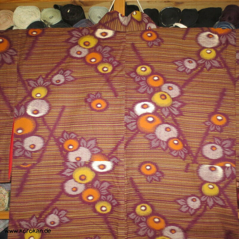Kugelchrysanthemen Kasuri Moka Kotton Kosode Kimono