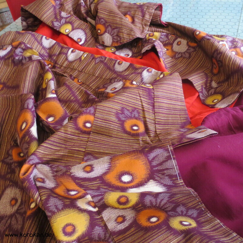 Kugelchrysanthemen Kasuri Moka Kotton Kosode Kimono