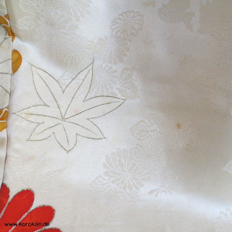 Mandarinenten, teilweise bestickter Seidendamast Homongi Kimono