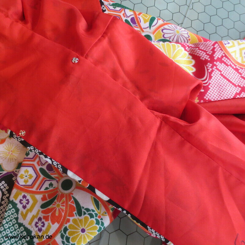 wildbunte Ume, Blüten Komon Kimono, Polyester Damast