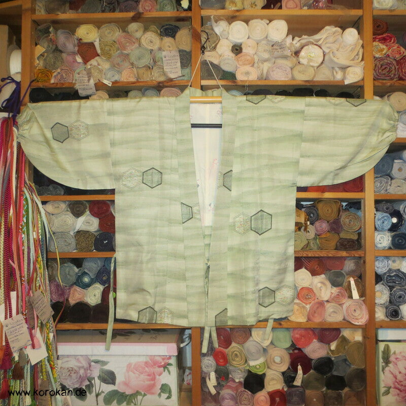 Dochugi Kimono Jacke, dicke Tsumugi Seide mit Kikko Motiven