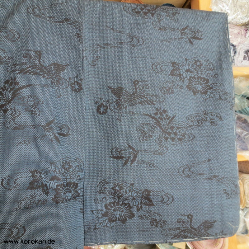 Kranich Kasuri Tsumugi Seiden Kimono