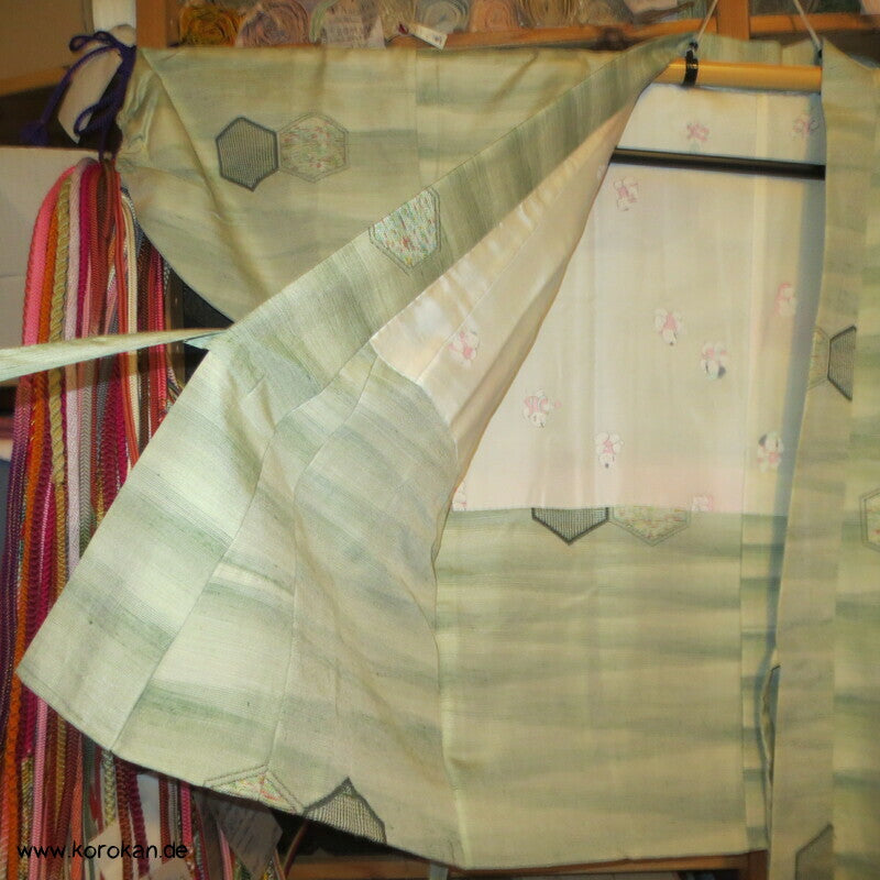 Dochugi Kimono Jacke, dicke Tsumugi Seide mit Kikko Motiven