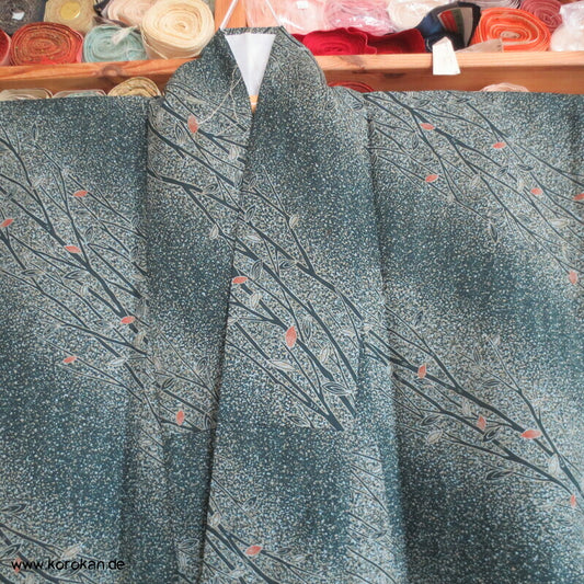 Komon Kimono diagonales Zweige im Schneesturm Muster, waschbar
