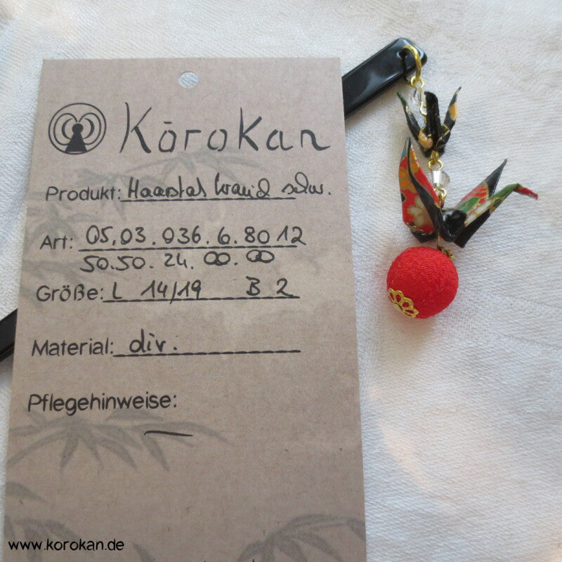 japanischer Haarstab mit hängenden Origami Kranichen