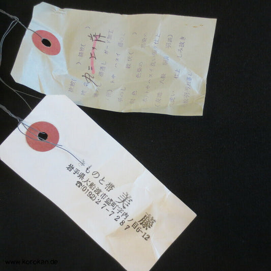 schwarzer Seidencrepe Tanmono Mofuku, Wisteria Mon, pflanzengefärbt