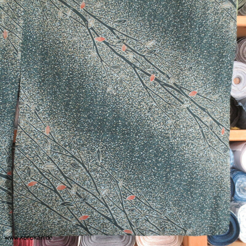 Komon Kimono diagonales Zweige im Schneesturm Muster, waschbar