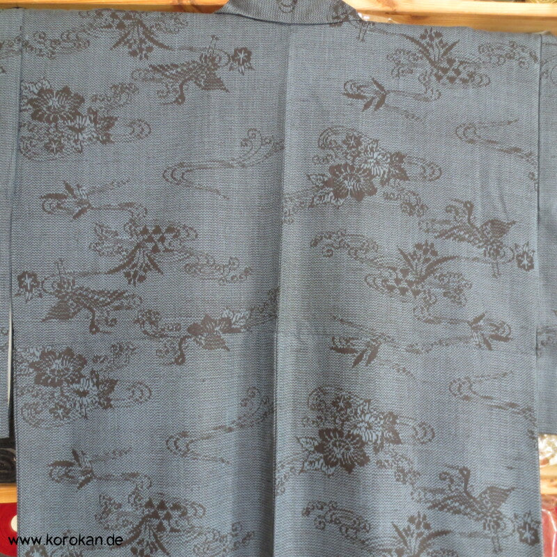 Kranich Kasuri Tsumugi Seiden Kimono