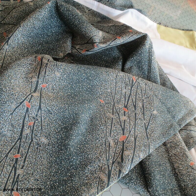 Komon Kimono diagonales Zweige im Schneesturm Muster, waschbar