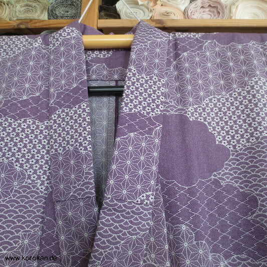Edokomon Wolken Hitoe ungefütterter Kimono