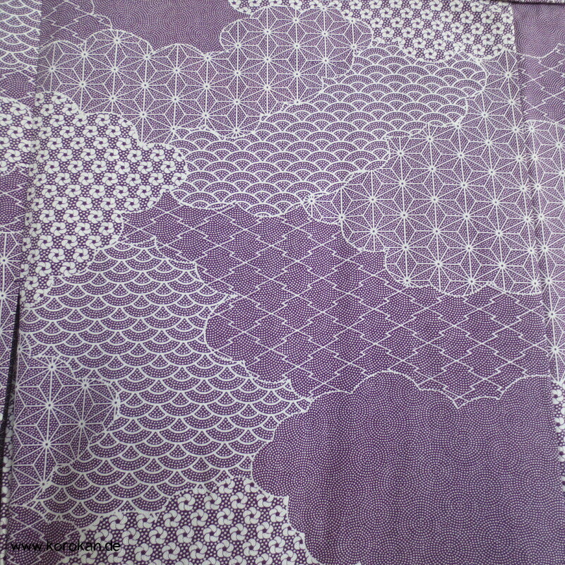 Edokomon Wolken Hitoe ungefütterter Kimono