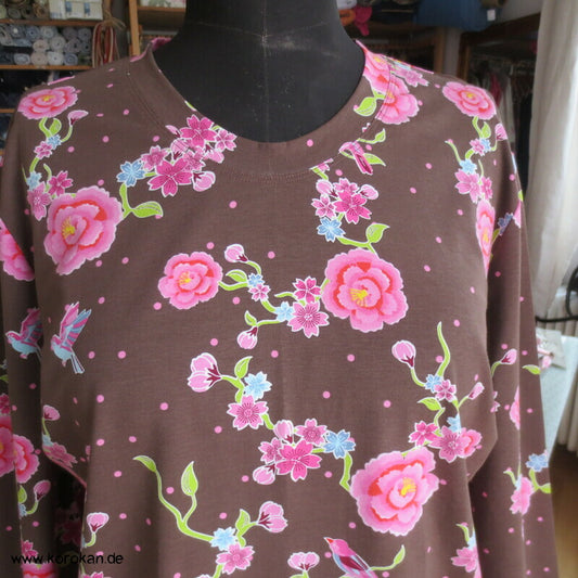 T Shirt aus Stenzo Baumwolljersey Blumen, Vögel