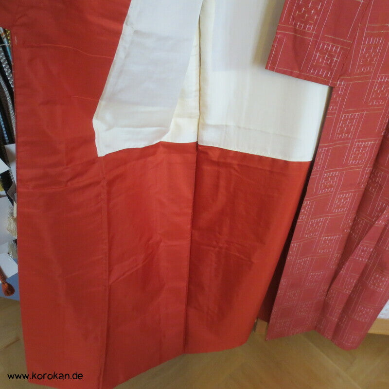 variables Karo Kasuri auf persimmon Tsumugi Kimono