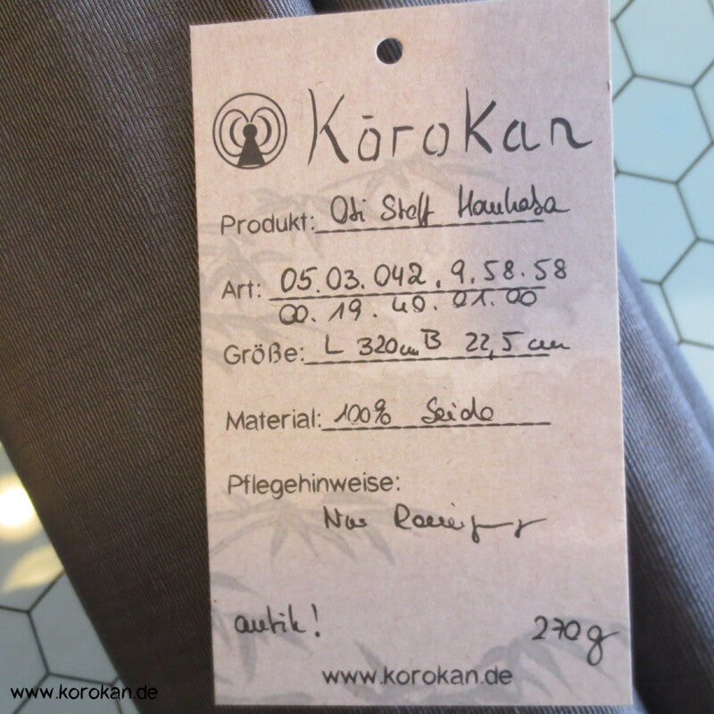 Kiefernnadeln Hanhaba Obi - dicker Seidenrips dunkelgrau