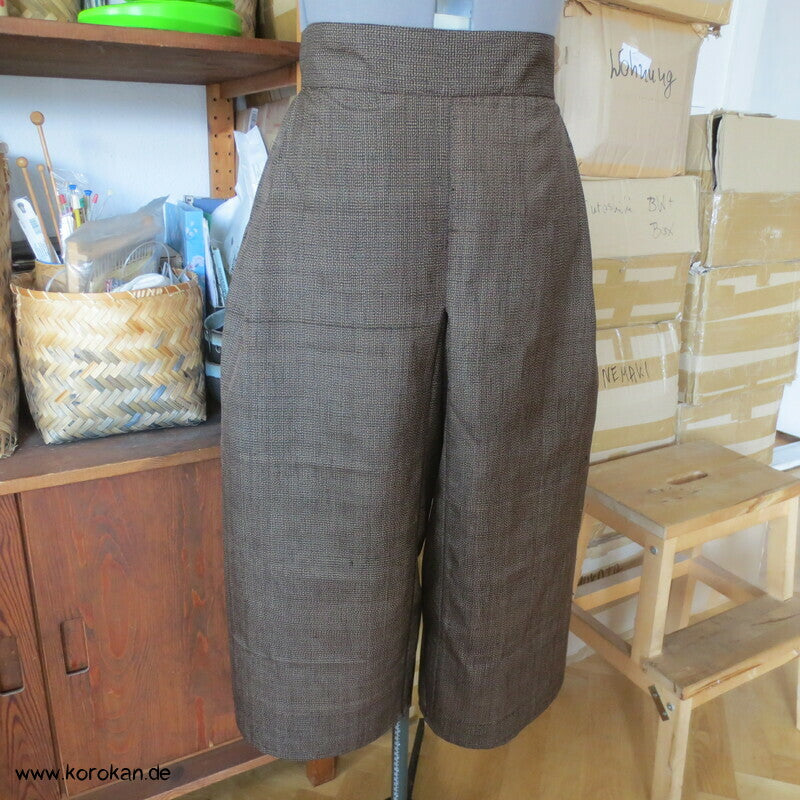 Hakama artige Hose, Kasuri Tsumugi Seide