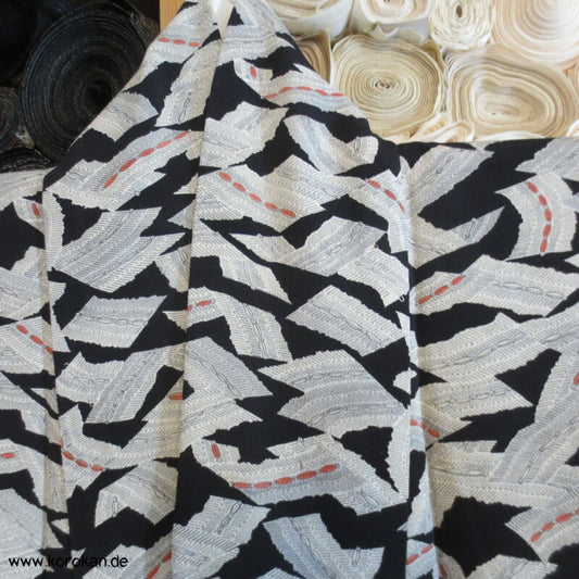 Bambusmatten auf schwarzem Seidencrepe Komon Kimono