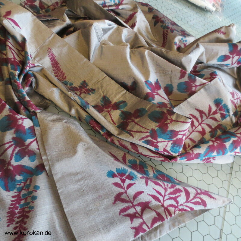 Nandina und Nadeshiko Meisen Seiden Hitoe Kimono