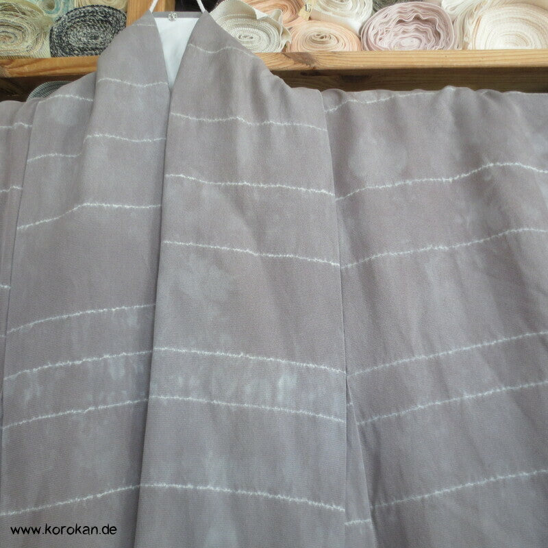 brutalisierter gekürzter Komon Kimono / Mantel / Jacke Streifen Shibori