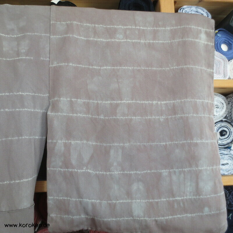 brutalisierter gekürzter Komon Kimono / Mantel / Jacke Streifen Shibori