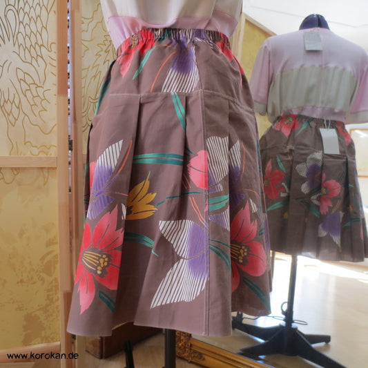 Blüten Yukata Kimono Baumwolle Faltenrock, Gummizug