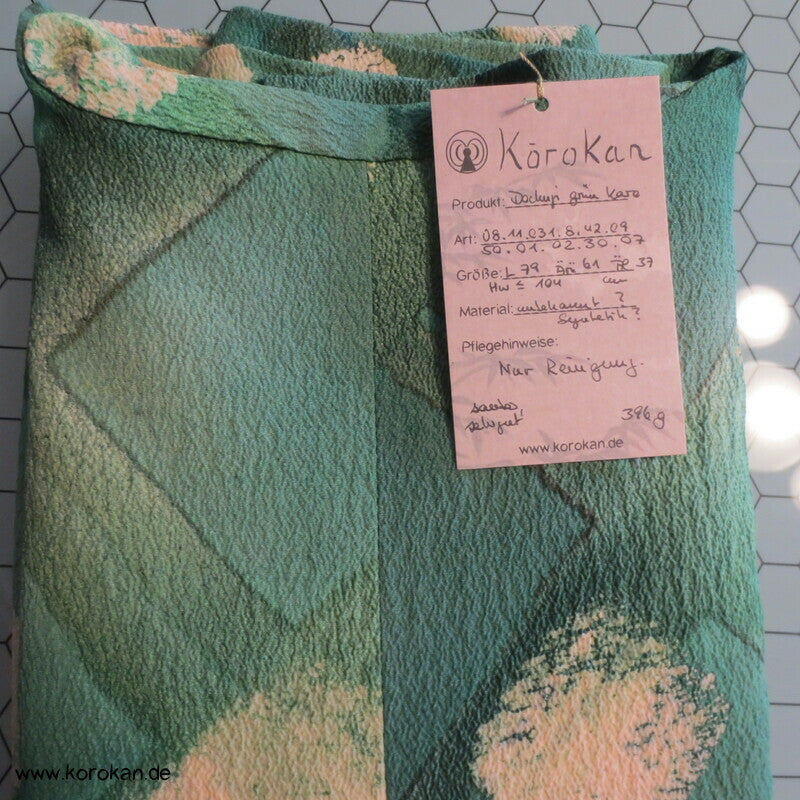 Dochugi Kimono Jacke, grünes diagonales Karo auf Crepe